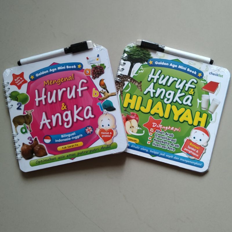 Buku wipe clean huruf dan angka ABC&123 dan Hijaiyah