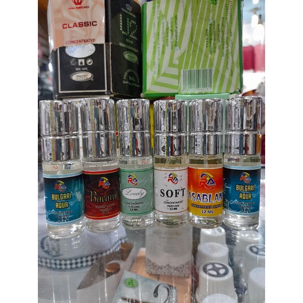 minyak wangi parfume 12 ml spray banyak varian aroma. love sarah, harajuku blue, anggel heart, olla 