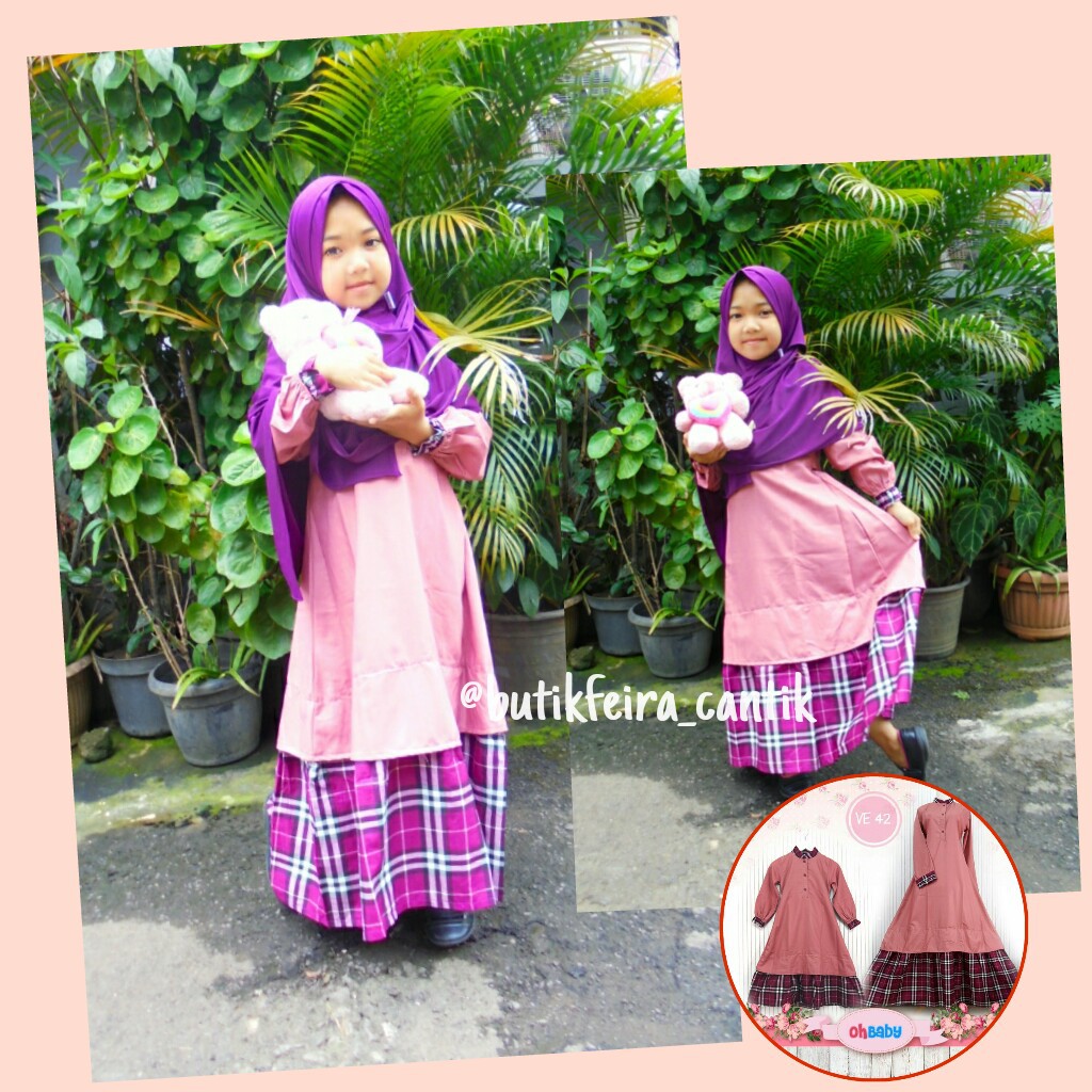 Gamis anak katun toyobo cutetrikoh baby motif polos dan kotak-kotak