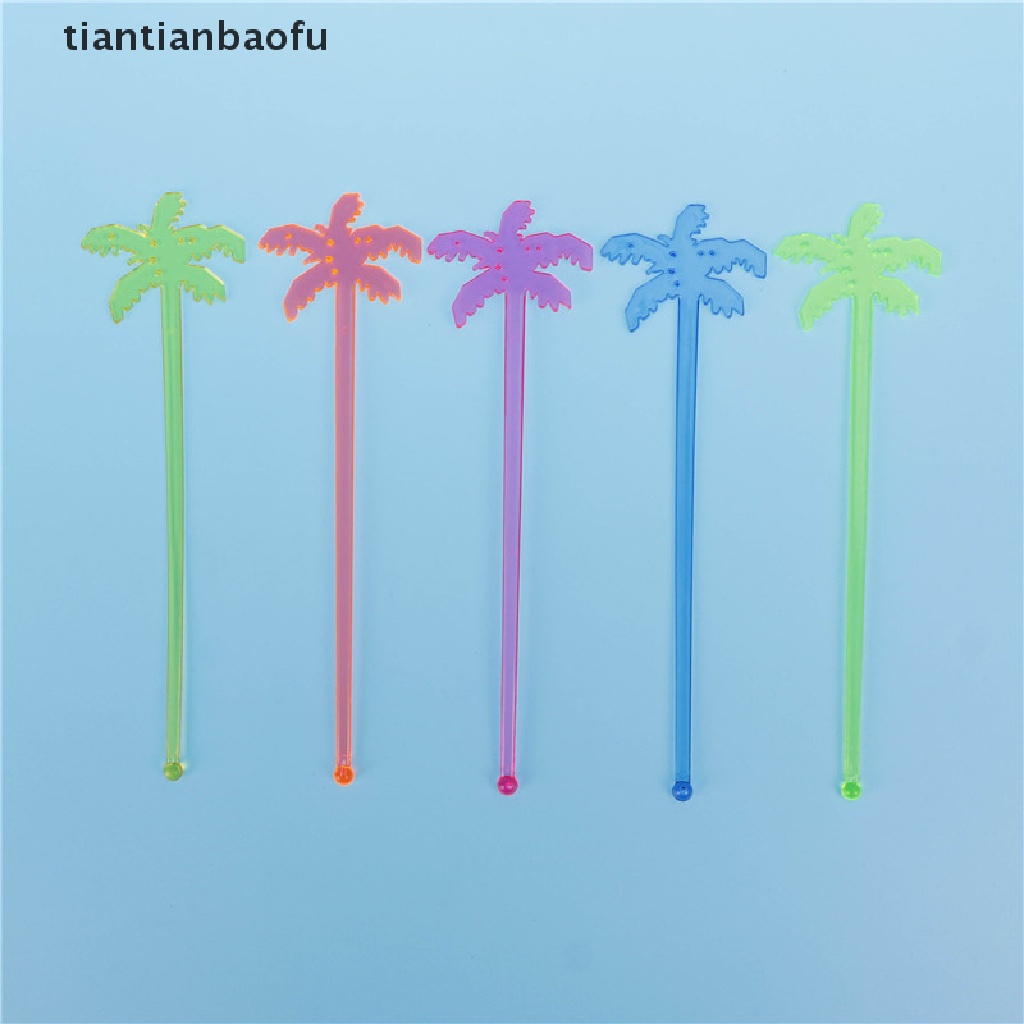 [tiantianbaofu] 50pcs Coconut Tree Cocktail Swizzle Sticks Drink Stirrer Coffee Muddler Puddler  Boutique