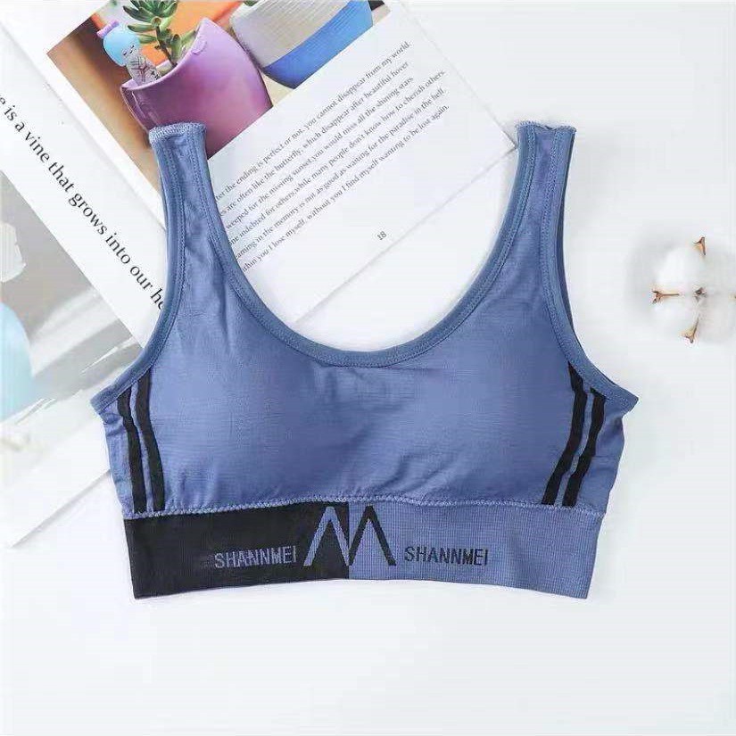 GO! BR468 BH Sport Bra SHANMEI 2 GARIS Push Up Gym Fitness Joging Yoga PakaianDalam Olahraga