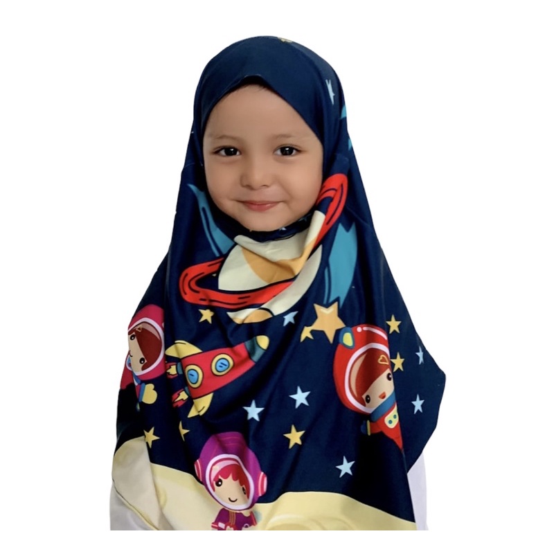 BERGO ANAK PRINTING MOTIF ASTRONOT GIRL / HIJAB INSTANT ANAK