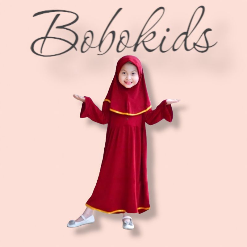 (2 - 7Tahun) Setelan Set Gamis Hijab Anak Perempuan Cewek Bobokids Jersey Korea Premium Usia 2 3 4 5 6 Tahun