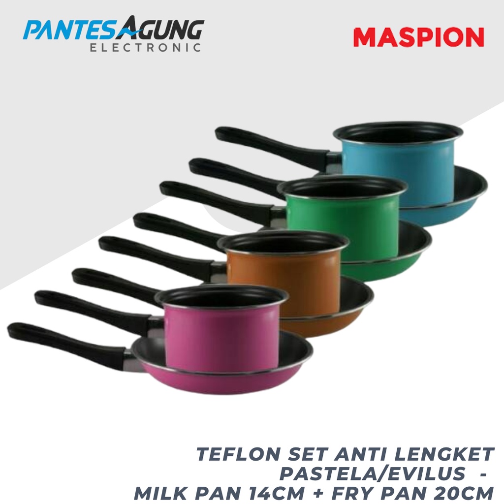 Teflon Set anti lengket Pastela/Evilus  - Milk Pan 14cm + Fry Pan 20cm - Paket Panci dan Wajan Murah