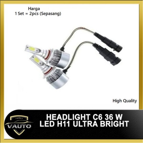 LED HEADLIGHT C6 36WATT LED H11 ULTRA BRIGHT - 1SET