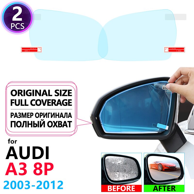 Kaca Film Spion Mobil Full Cover Anti Kabut / Hujan Untuk Audi A3 8P 2003~2012 2004 2005 2006 2007 2008 2012