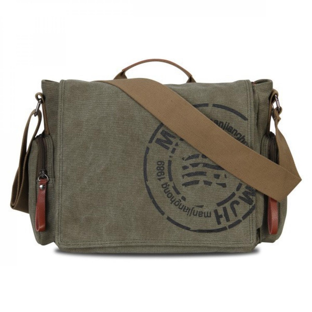 Manjianghong Tas Selempang Pria Messenger Canvas Printing - 1124 [Army Green]