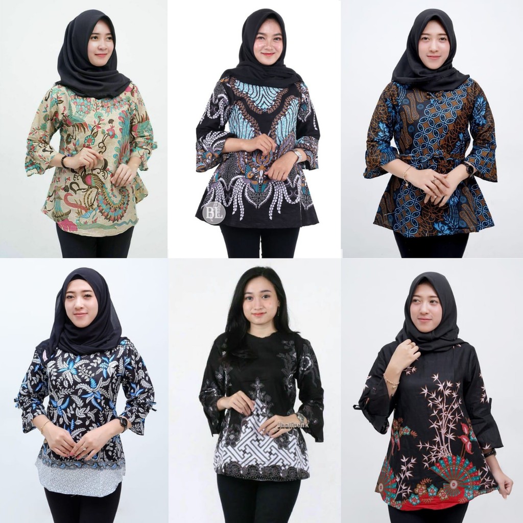 RAMABATIK - (COD) Tunik batik wanita Lawasan Coklat Kekinian M Sampai Jumbo-Batik Random