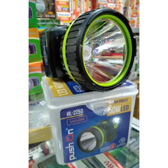 Senter kepala Push On 2250 daya 50 Watt senter kepala super terang 50w headlamp 50watt besar berburu