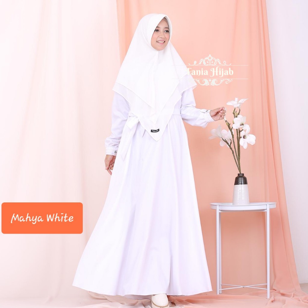 MAHYA PUTIH BY FANIA HIJAB | GAMIS KATUN TOYOBO HQ | FANIA HIJAB STORE