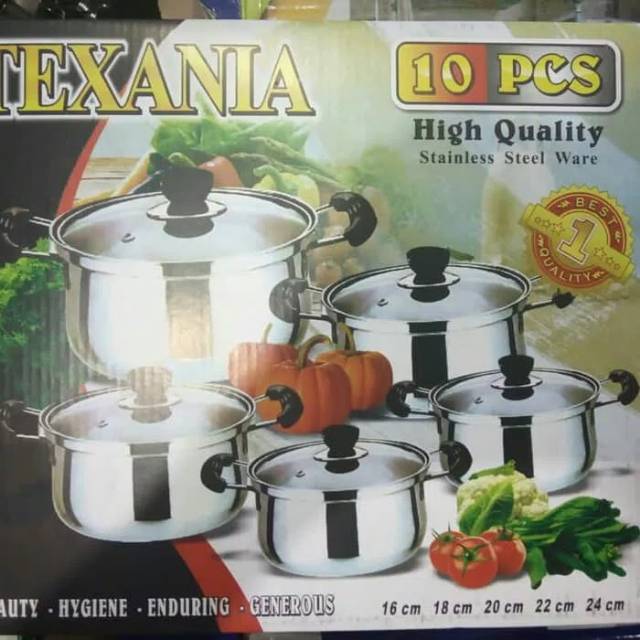 Panci set texania 10pc tutup kaca