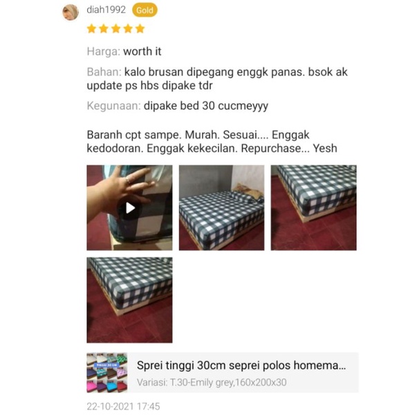 SPREI TINGGI 30cm SEPREI POLOS HOMEMADE