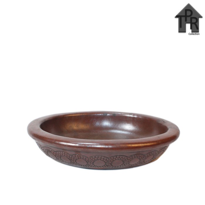 Gerabah - Pot Tanah Liat / Pot Bonsai Oval Motif Bulir D30