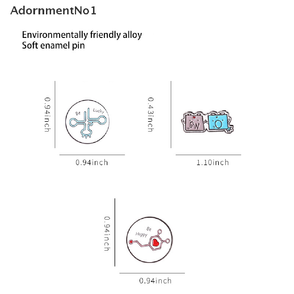 (AdornmentNo1) Bros Pin Enamel Desain Molekul Kimia Element OMG Lucky