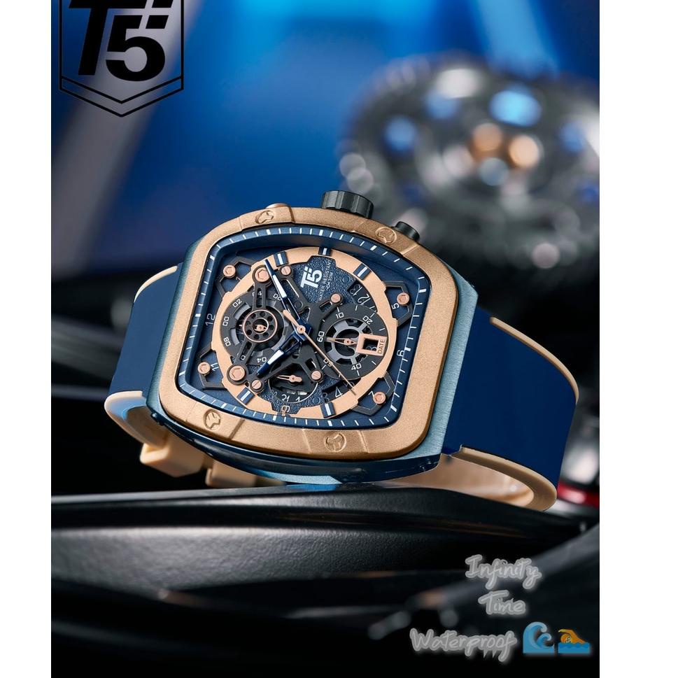 ㅳ Jam Tangan Cowok T5 H3857G H3857 3857 Chrono dan Tanggal Aktif Strap Rubber Kualitas Original Wate