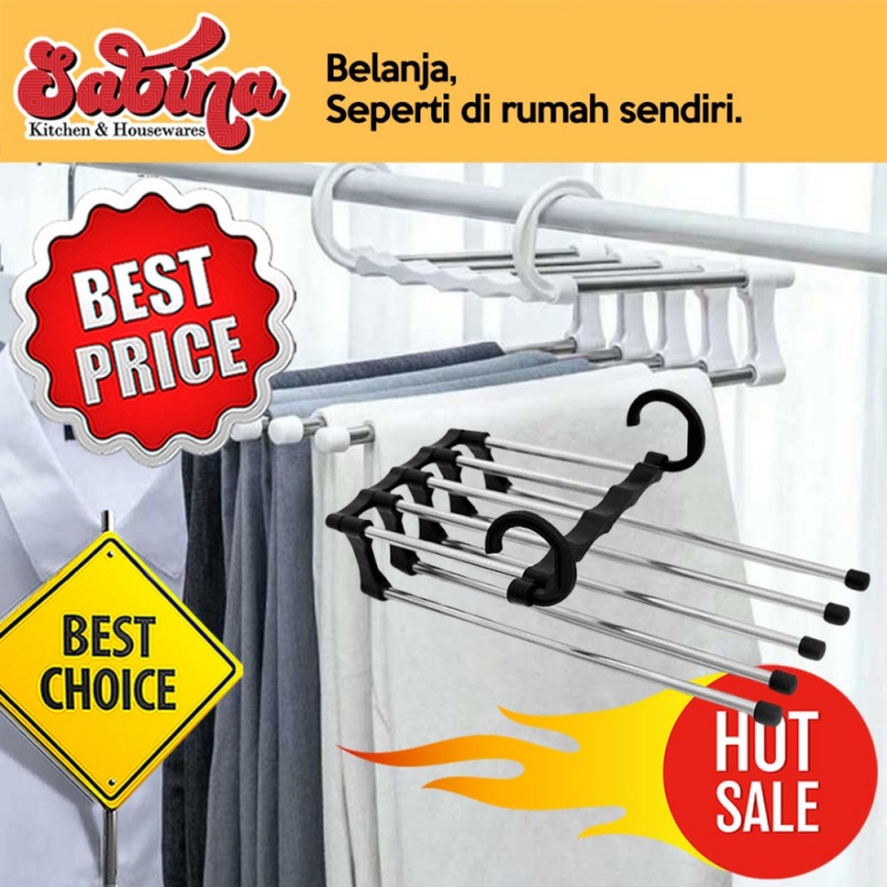 Gantungan Pakaian Hanger Serbaguna 5 in1 Baju Celana Wardrobe Closet