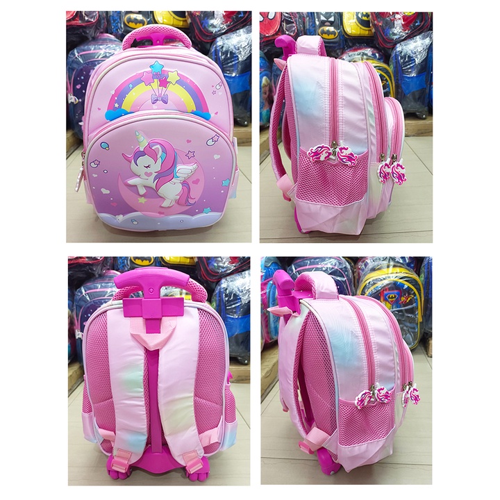 PROMO TROLLEY Roda TAS TROLI DORONG ANAK PEREMPUAN SEKOLAH TK Motif Kuda PONY SUN EMBOS TIMBUL 3Res ( Sun Gemez Meow Sugar Gogo Kumbang 13&quot; )