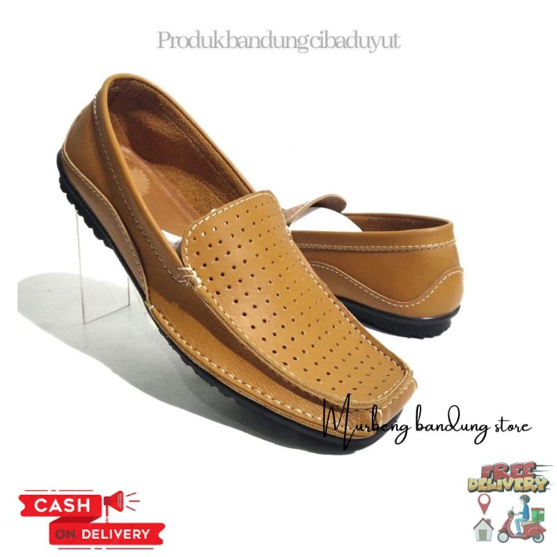 sepatu slip on pria asli kulit original