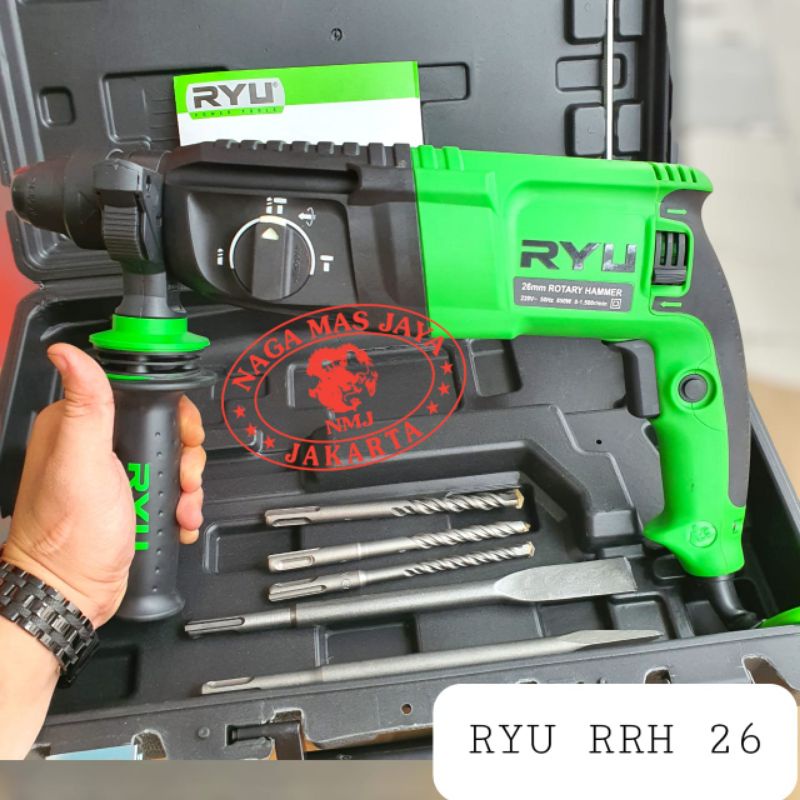 MESIN BOR BETON BOBOK TEMBOK RYU RRH 26 / ROTARY HAMMER DRILL RYU RRH26 / BOR BETON BOBOK RYU RRH 26