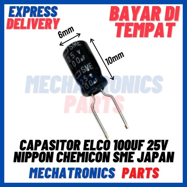 [PAS-9518] CAPASITOR ELCO 100UF 25V NIPPON CHEMICON SME JAPAN