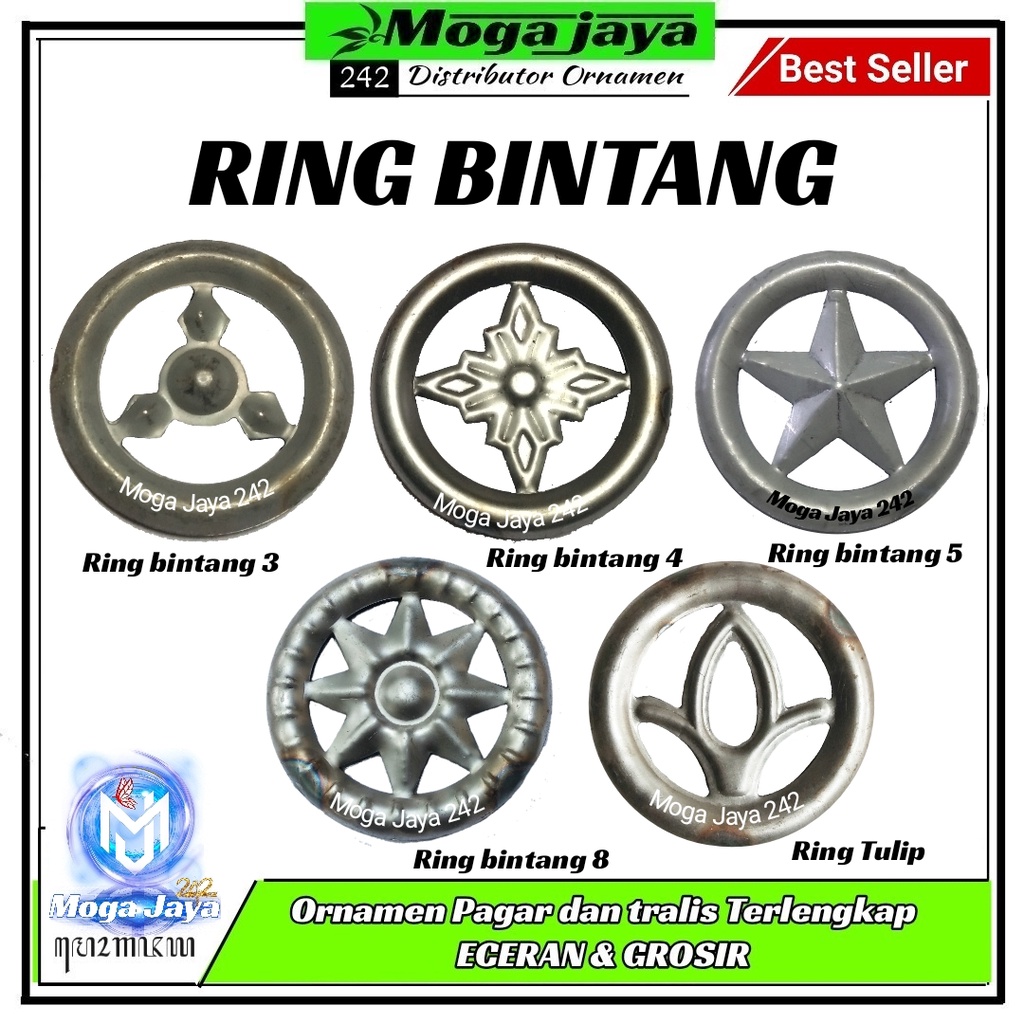 Ring bintang ornamen pagar tralis besi plat