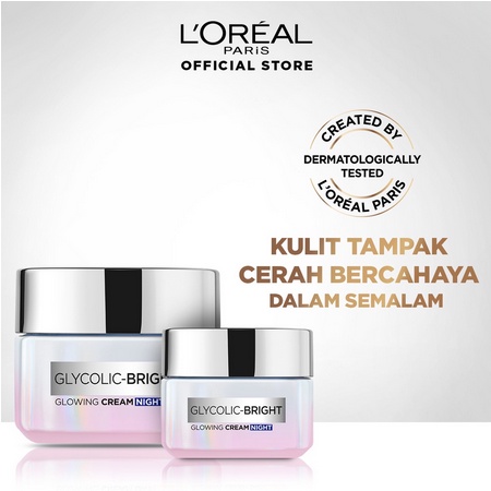 L'Oreal LOREAL Paris Glycolic Bright Glowing Night Cream - 50ml Skin Brightening Krim Malam Glyco Lo