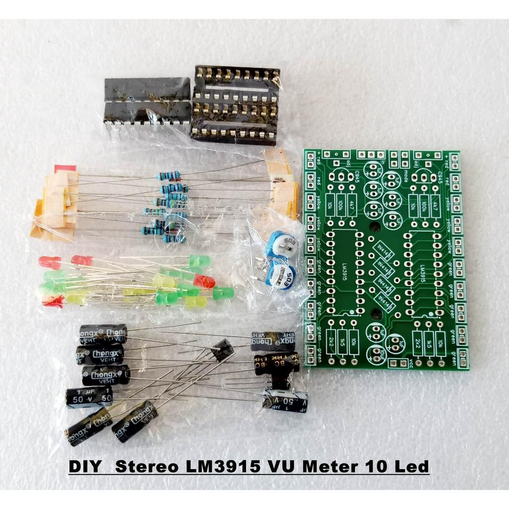 DIY  Stereo LM3915 VU Meter 10 Led