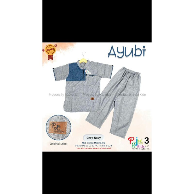 Setelan Baju Koko Anak Ayubi Ori by Pgj Kids 8-10th Laris Murah Best seller