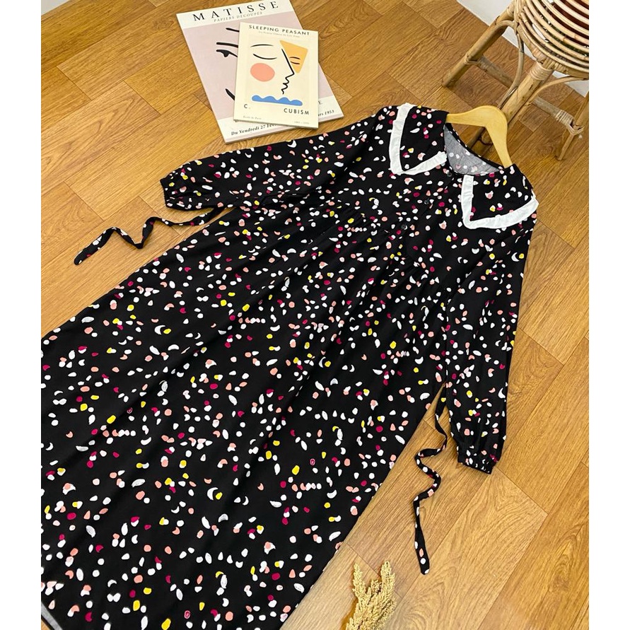 Miseima - Ameera Dress / Midi Dress Muslim Midi Dress Korea / Dress Wanita Kekinian Bahan Premium / 