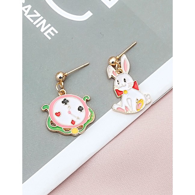 LRC Anting Tusuk Fashion Multi-color Rabbit Shape Decorated Earrings