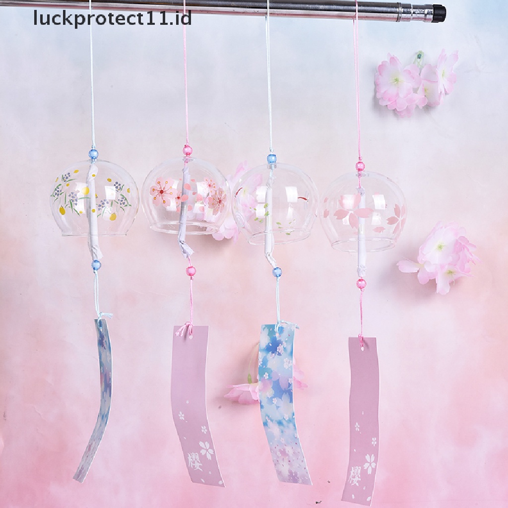 &lt; Luckprotect11.Id &gt; 1pc Lonceng Angin Kaca Bunga Sakura Wind Chimes Lonceng Angin Rumah