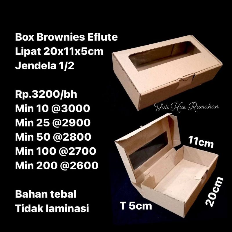 

Box Brownies Eflute Lipat 20x11x5cm Jendela 1/2