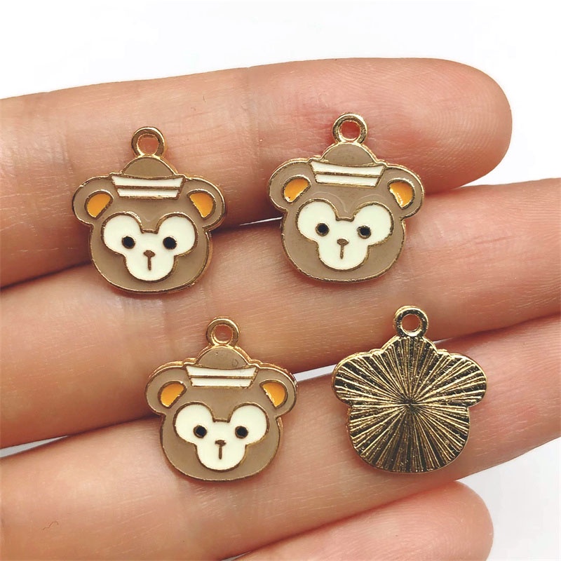 4pcs Liontin Enamel Bentuk Hewan Kuda Monyet Beruang Bahan Alloy Charms