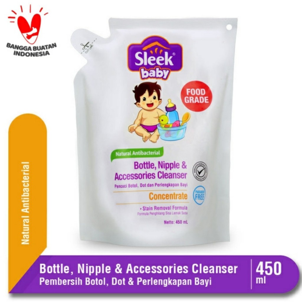 Sleek Bottle Cleanser Sabun Pencuci Botol Sleek Refill 450ml / Baby Bottle Cleanser