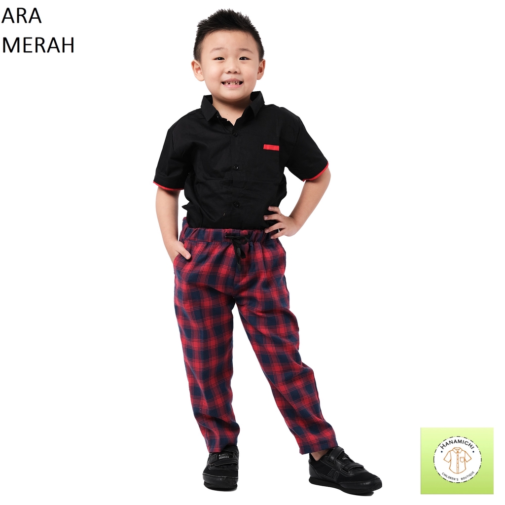 Hanamichi ARA Celana Panjang Anak Flanel Motif Catur