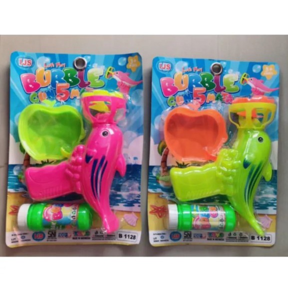 PROMO FREE BATERAI Mainan Anak Tembak Bubble Gun Dolphin 5 Mata Gelembung Air Sabun SNI