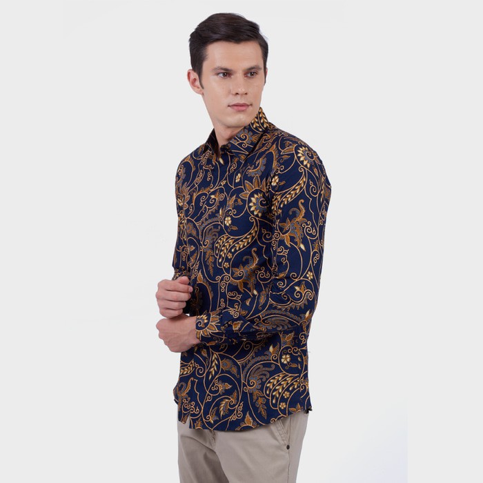 HOT SALE - JAYASHREE BATIK KEMEJA SLIMFIT RAMA NAVY LONGSLEEVE PRIA COUPLE BATIK