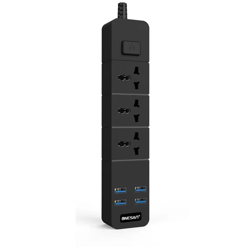 【WT004】Skyhigh T08 Power Strip Colokan Listrik / Stop Kontak 4 USB Port +3 Lubang Socket +1 Tombol Power On Off 3.1A 2500W