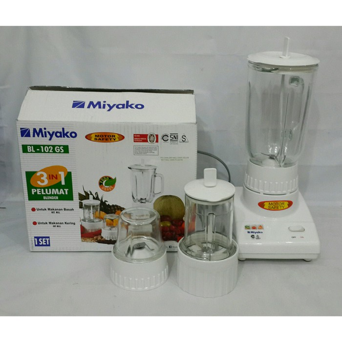 Blender Miyako Kaca 3 tabung  BL 102GS- 102 GS  Penggiling  Bumbu basah &amp; kering