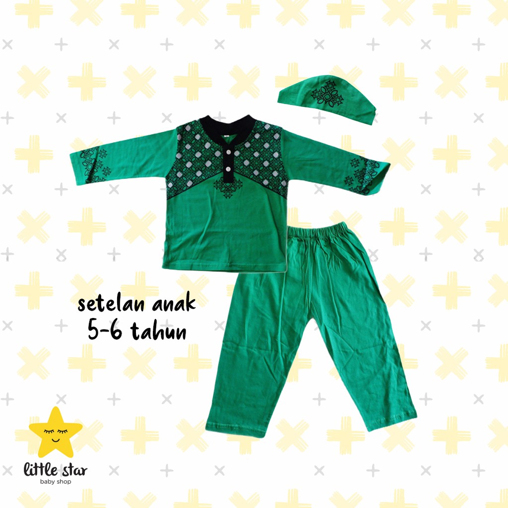 Baju Koko Motif Setelan Lebaran Anak 5-6 Tahun