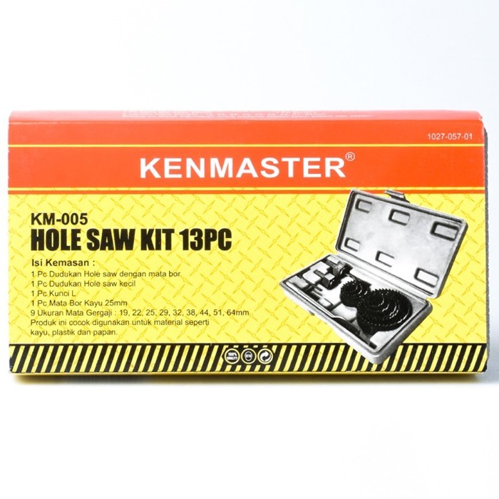 Hole Saw Kit 13pcs / kenmaster Mata Bor Kayu Pipa, Pelubang Pipa