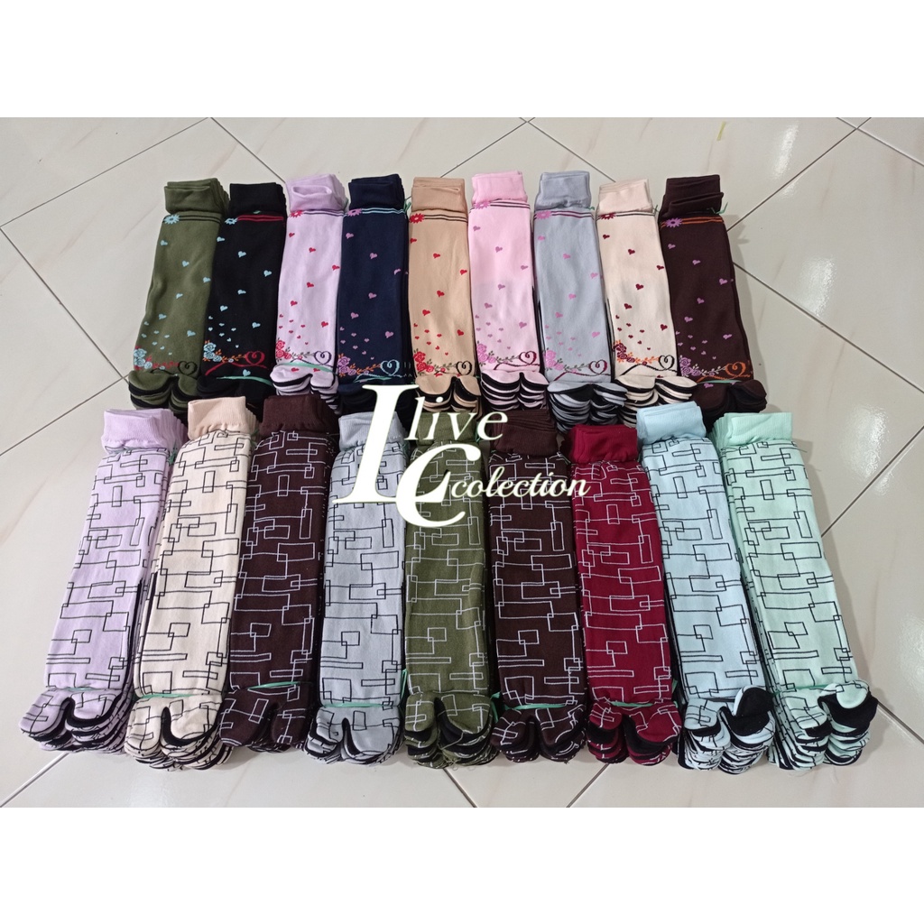 1 lusin kaos kaki jempol nylon motif atau polos randoom nonkemas