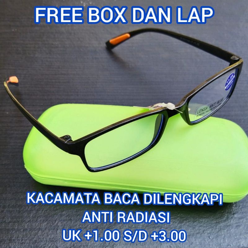 Kacamata Plus / Kaca Mata Baca Anti Radiasi Blueray Super Fokus Untuk Rabun Dekat BU601