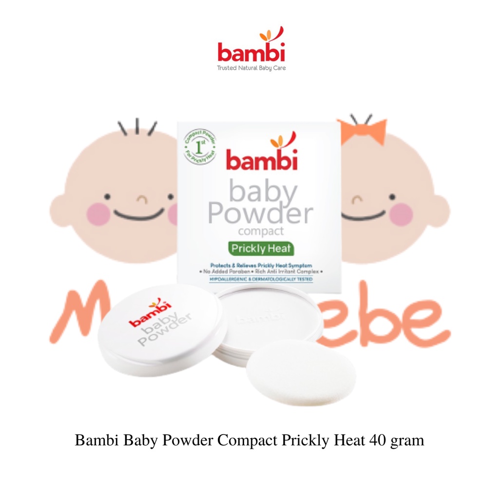 Bambi Baby Powder Compact Prickly Heat Bedak Biang keringat 40gr