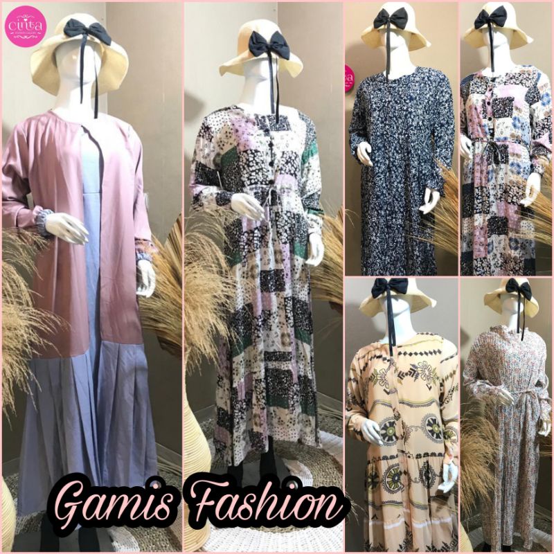 Gamis fashion wanita muslim dress baju muslim model terbaru 2022 koleksi CFG Busana Wanita kece