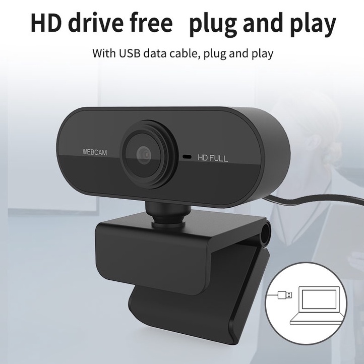 Taffware Webcam HD 1080p Untuk Komputer laptop / PC Desktop tele Video Conference build in microphone Video Conference 1080P with Mic kualitas video jernih Webcam 1080P Full HD Web Camera With Microphone USB Plug Web Cam For PC Computer Mac Laptop