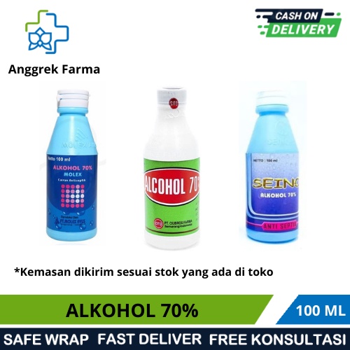 ALKOHOL 70 % 100 ML/ ANTISEPTIK UNTUK LUKA/ MEMBUNUH BAKTERI