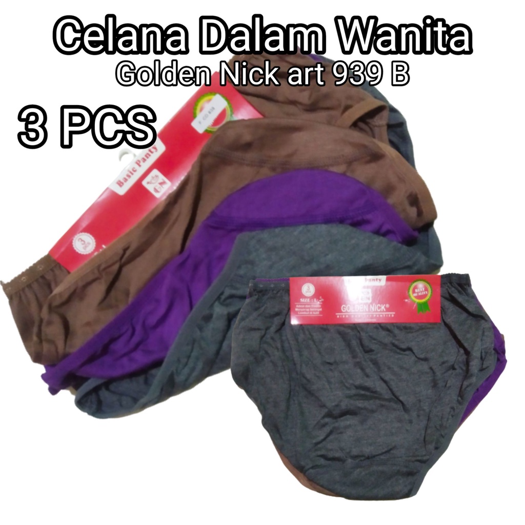 3 PCS - CD Wanita Dewasa Golden Nick Art 939 b Celana Dalam Sport Perempuan Sexy Bahan Katun Import 
