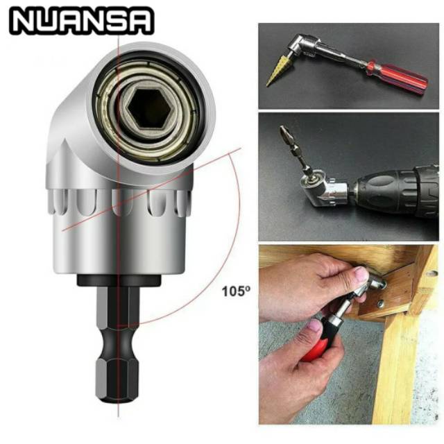 Adaptor Sambungan L Hex Bit 1/4" Inch Extension Mata Bor Obeng Bengkok 105° Screw Sudut 105
