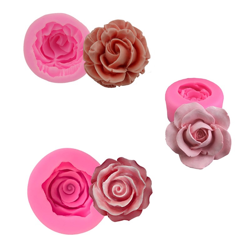 Cetakan Adonan Kue Desain Bunga Rose 3d Bahan Silikon